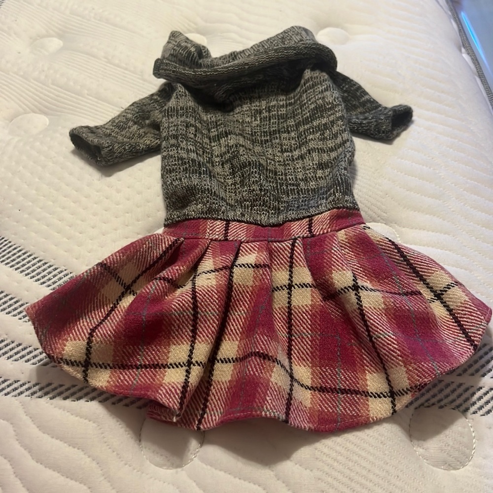 Gray plaid sweater dress